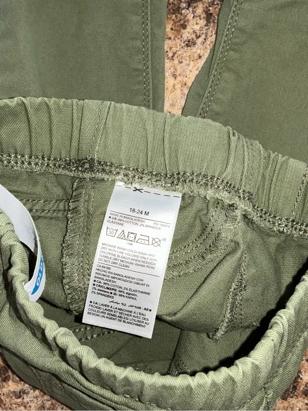 Old Navy 18-24M Olive Army Green Khaki Toddler Pants Classic Preppy Fall Moto